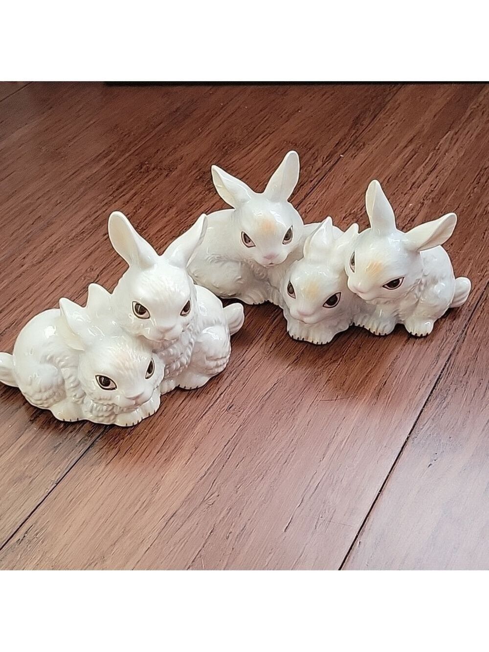 (2) Vintage Goebel Porcelain White Rabbit Figurines, Perfect For Easter